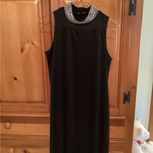 Nik and Nash Black Knit Sleeveless A-Line Dress with Sheer Overlay, size small